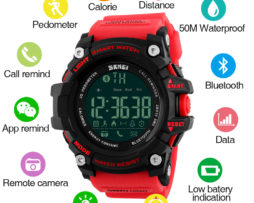 SKMEI Outdoor Sport Smart Watch Men Bluetooth Multifunction Fitness Watches 5Bar Waterproof Digital Watch reloj hombre 1227/1384