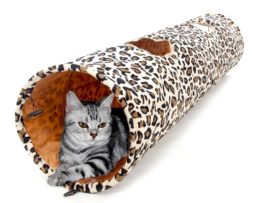 Hot Sale 1.25M Pet Product Cat Tunnel Leopard Print Crinkly Cat Fun 2 Holes Long Tunnel Kitten Toys Pet Playing Living Necessary